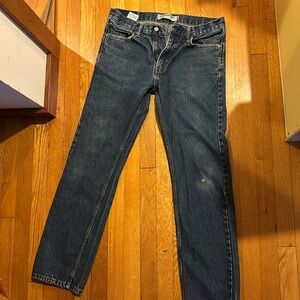Men’s 505 straight fit Levi’s dark blue jeans lightly faded size32x32